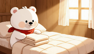 Five-panel AI image series of a white bear in colorful autumn scenes